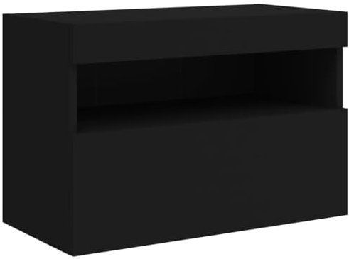 vidaXL Wall-Mounted LED TV Cabinet - Modern Storage Solution in Sleek Black Finish - Made from Durable Engineered Wood - Ideal for Living Room or Bedroom