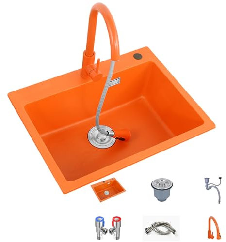 Küchenspüle Quarz-Stein Waschbecken, Spülbecken, 1 Becken Einbauspüle, Familienküchenspüle, Moderne Einbauspüle Set, Fleckenbeständig Und Pflegeleich (Size : 68CM*46CM(27IN*18IN))