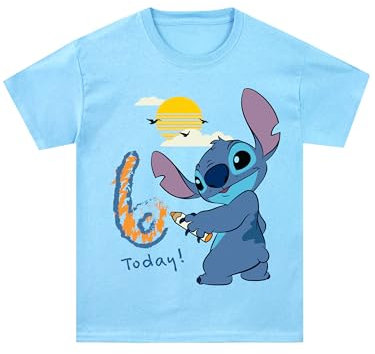 Disney Camiseta Cumpleaños | Stitch Ropa Niños | Camiseta Niño | Azul 4-5 años '4 Hoy'