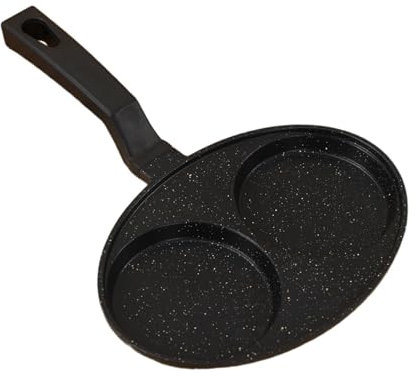 LOVIVER Padella per uova fritte a 2 fori Pentola per colazione Pentole in alluminio Padella per uova Padella antiaderente facile da pulire per bistecca, nero