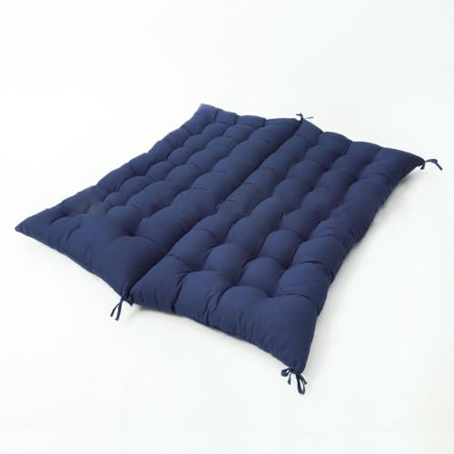 Rechteckiges Bank-Sitzkissen, weiches, Dickes Garten-Terrassenschaukelkissen mit Rückenlehne, Rasenstuhlpolster, langes Bank-Rückenkissen mit Bändern für Möbel, Terrasse, Garten,Navy Blue,47x40x4in