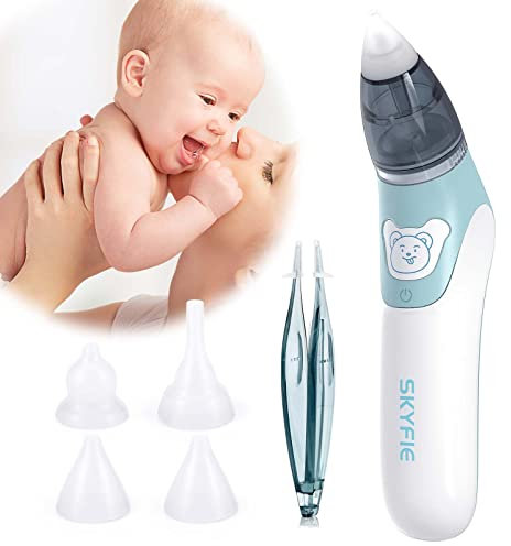 Mouche Bebe, Aspirateur Nasal pour Bébé, Mouche Bébé Electrique nettoyeur de nez électrique et dissolvant de cérumen avec 4 buses réutilisables pour nouveau-nés, tout-petits et nourrissons, adultes