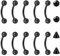 Besyvvin 10stk Curved Barbell 1,2mm Piercing Lippe Augenbrauen Septum Rook Daith Banane Schwarz 6mm Chirurgenstahl