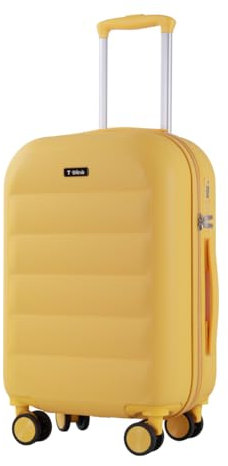 Maleta de Viaje Cabina Trolley 20” (40L). Equipaje de Mano. 4 Ruedas Dobles. 57x37x23cm. Material ABS Semirigida. Cerradura o Candado TSA con combinación numérica. Asa telescópica. Amarilla