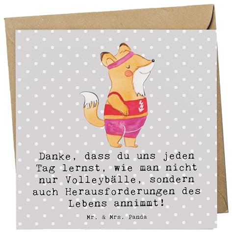 Mr. & Mrs. Panda Deluxe Karte Volleyball Trainerin Inspiration - Geschenk, Klappkarte, Grußkarte, Würdigung Trainerin, Hochzeitskarte,