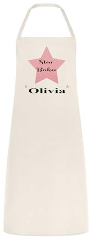 Hoolaroo Personalised Apron For Women Baking gifts Star Cook For Ladies Flower Initial or Name Utensils Rolling Pin Design For Mum Nan Present Sister Friend