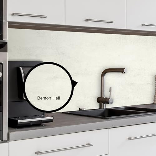 WALLando Premium Küchenrückwand, individueller Größenzuschnitt – Einfach zu montierende PVC-Wandverkleidung für die Küche – Hitzebeständiger Spritzschutz aus Kunststoffplatten – Beton hell