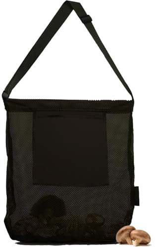Clovlala Mushroom Hunting Bag, Mushroom Collector Bag with Adjustable Shoulder Strap, Harvest Collection Bag, Mesh Mushroom Food Bags, Mushroom Bags for Camping, Hiking, Collecting, Hiking (Black)