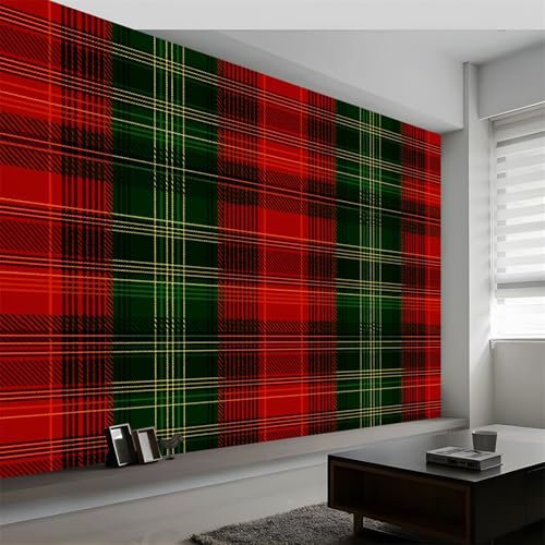 Papier Peint Intissé Motif Géométrique Plaid Écossais Murale, Texture Géométrique Décoration Murale Poster Tableaux Muraux, 450 x 315 cm (L x H) Murale Photo pour Chambre Salon