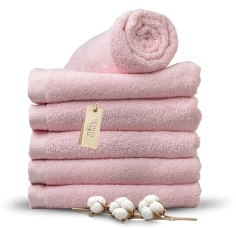 MissTowels® Handtuch Set 6-teilig – 100% Baumwolle aus Portugal, Rosa, 70x140 cm – Weich & Saugfähig – Hotelqualität – Oeko-TEX Zertifiziert – 5+1 Gratis