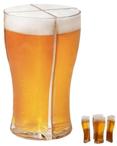 OULIGET Verres à bière 4 en 1, verres à bière en acrylique transparent incassable, 300 ml, tasses à bière classiques, cadeaux pour fêtes, bars, activités de plein air, mariages