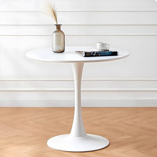 BenyLed Table de Salle à Manger Ronde de 70 cm, Table à Manger Ronde Moderne pour Salle à Manger et Salon, Balcon, Café, Blanc, 70 * 70 * 75cm (Le Bureau est Un Panneau Complet)