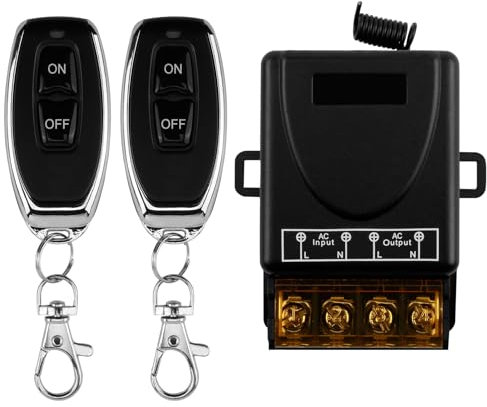 Interruttore Telecomando Senza Fili 433MHz, Ricevitore Relè AC 220V 230V 240V 110V 30A con 2 Trasmettitori, Controllo a Distanza per Pompe d'Acqua, Elettrodomestici e Irrigazione Agricola 