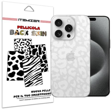 iTemizer Pellicola animalier Back Skin posteriore per iPhone 15 Pro Max. Vetro posteriore per iPhone. Anti graffio e facile da installare, dona al tuo smartphone un nuovo look. Trova il tuo modello!