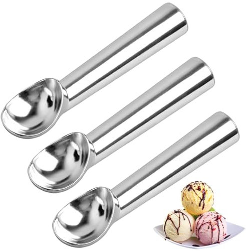 Cuchara Helado, Cuchara Helado Bola, 3 Piezas Sacabolas Helado de Aluminio, Antiadherente Cuchara para Helado Profesional para Helado Bola de Melón Masa para Galletas - Robusto, Fácil de Limpiar