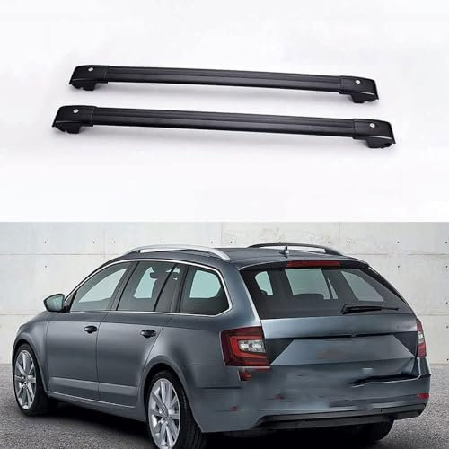 YYATT 2 Stück Auto Querträger Dachträger für Skoda Octavia Combi 2009-2013, Aluminium Hochstabile Dachreling Rack Gepäck Querträger Relingträger Zubehör