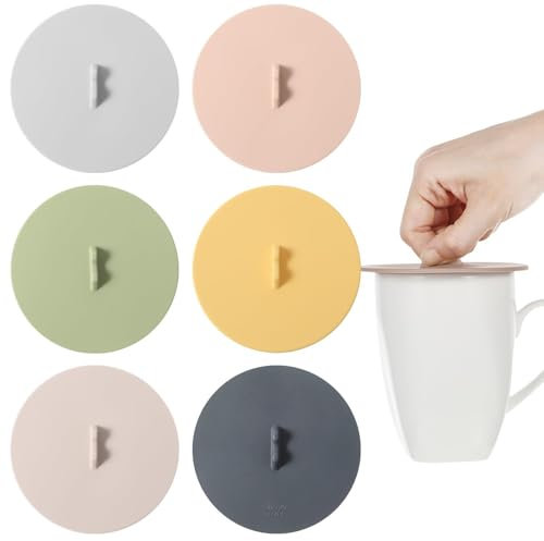 Lot de 6 couvercles de tasse en silicone, 6 couleurs, 10 cm, réutilisables, de qualité alimentaire, anti-poussière et hermétique, pour tasses, thé/café