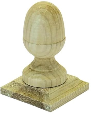Timber Wooden Fence Post Cap with Acorn Finial Design - (Green Stain) - 4x4 | 100x100mm Post | Pack of 5