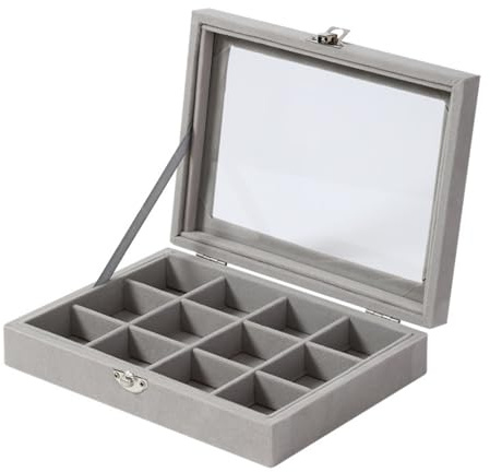 7 Slots Velvet Jewellery Box, Elegant Ring Box With Multiple Compartments, Practical Ring Holder And Earring Storage Organiser For Women Girls, Travel Case For Rings Necklaces Bracelets Display