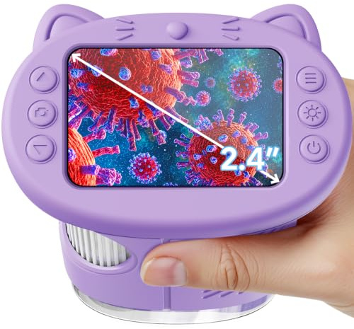 Vorth Mikroskop für Kinder, 2.4 Zoll Digitales Mikroskop mit 1000-facher Vergrößerung, Tragbares Taschenmikroskop, Pädagogisches Weihnachten Spielzeug für Kinder ab 4 5 6 7 8 9 10 11 12+, Lila