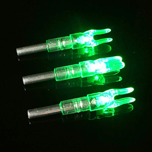 Bonbela 6,2 Mm LED-Pfeilnocke, Leuchtende Pfeilnocke, Beleuchtete Bogennocke, Automatisches Einpressdesign für 6,2 Mm Carbonschaftpfeile mit Sehnenaktiviertem Schalter (Grün)