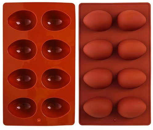 BelleFlair 2 Stück 8-Mulden Osterbackformen für Schokolade, Pralinenform Silikon, Backform Ostern DIY Eierform Kuchen Dekoration, Easter Silikon Backformen Zubehör für Brot, Eiswürfel