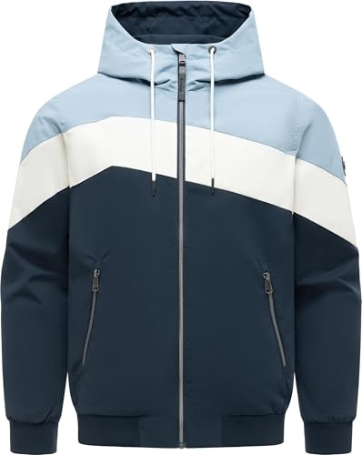 Ragwear Herren leichte Übergangsjacke kurze Jacke wasserdicht und atmungsaktiv mit Kapuze Stewie Block YOUMODO S-4XL