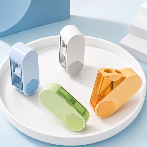 Anspitzer Bleistiftspitzer – Maslasee 4er Set Doppelspitzer mit Dose, Spitzer Dicke und Dünne Stifte, Anspitzer mit Behälter für Schule, Büro, Zuhause & Kunst