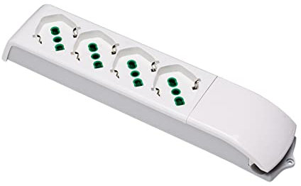FANTON 410130 Multipresa senza Cavo 4 Uscite 2P+T 16A Bipasso Standard, Bianca