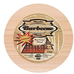 Axtschlag runde Räucherbretter, 4 Appetizer zum schonenden Garen mit Rauch- & Holzaroma, aromatisches Zedernholz, Durchmesser 110 mm, beidseitig verwendbar