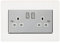 Focus Plastics DOUBLE LIGHT SWITCH SOCKET COLOURED ACRYLIC SURROUND FINGER PLATE - (10 COLOURS) … (White)