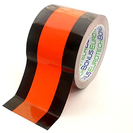 BONUS Eurotech 1BL28.00.0075/033 Klebeband zum vorübergehenden Außerkraftsezten von Verkehrszeichen, Klebstoff auf Kautschuk Basis, Länge 33 m x Breite 75 mm x Dicke 0,11 mm, Schwarz/Orange