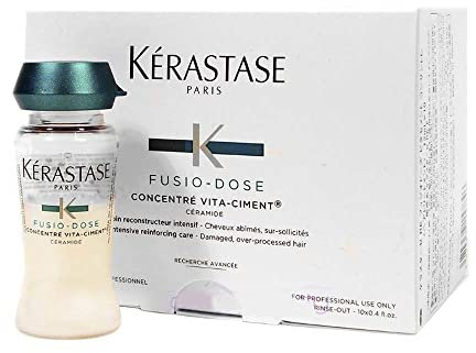 Kerastase - Gamme Fusio-Dose - Soin concentré Vita-Ciment reconstructeur intensif idéal pour cheveux abîmés et sur-sollictés - 10x12ml