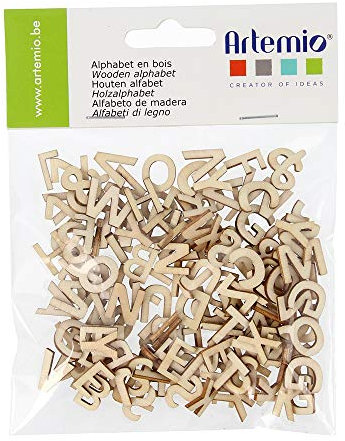 Artémio - Alfabeto de Madera (Letras mayúsculas, 1,3 cm), Color Beige
