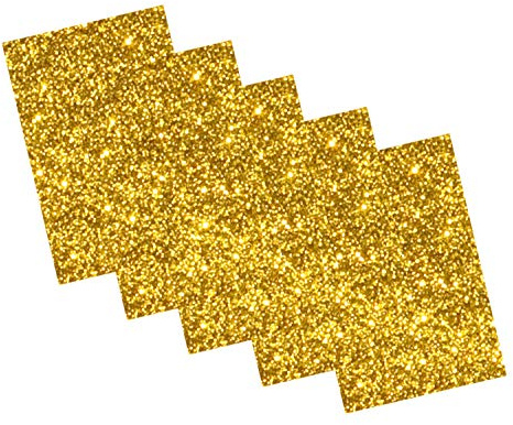 folia 231965 - Glitter-Moosgummi II einseitig selbstklebend, 5 Blatt in Gold, je 20 x 29 cm groß, ca. 2 mm stark, zum Verzieren, Basteln und Erstellen von Stickern
