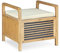 Relaxdays Sitzhocker mit Stauraum, Aufbewahrungsbox mit Sitzkissen, Bambus Hocker M HxBxT: 46 x 50,5 x 50 cm, natur