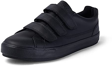 Kickers Unisex Tovni Triple Strap Shoes | Smart Everyday School Look | Hook & Loop Fastening, Cushioned for All-Day Wear, Black, 7 UK