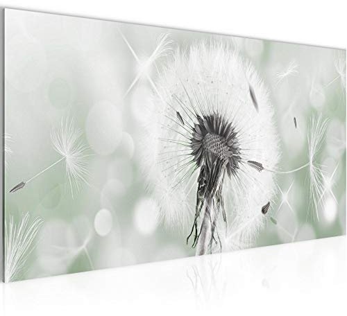 Runa Art Wandbild Pusteblume 1 Teilig 100 x 40 cm Modern Bild auf Vlies Leinwand Natur makro Wohnzimmer Schlafzimmer Grün 211212c