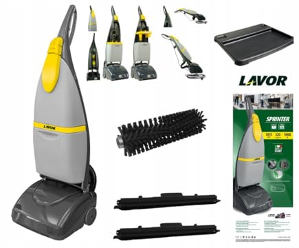 Lavor Kompakte Scheuersaugmaschine Sprinter 1000W, Bodenreinigungsmaschine mit Walzenbürste & Absaugung, 1015 m²/h, 2 Saugbalken, Hartbodenreiniger für Büro, Hotel, Praxis & Zuhause