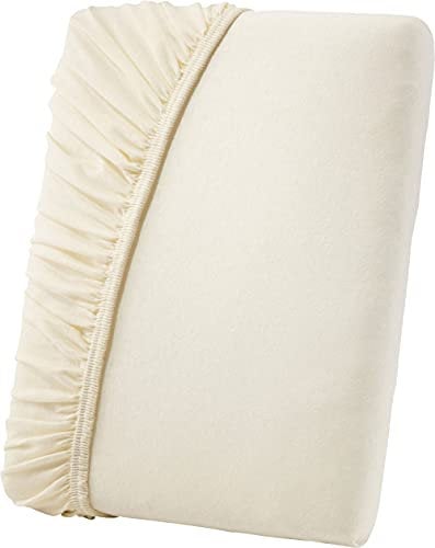 Primbausch Spann-Bettlaken/Betttuch aus feinster Baumwolle, Öko-Tex Standard 100 (Größen: 90 x 190 cm - 100 x 200 cm, Farbe: Creme/Natur)