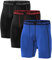Roadbox 3er Pack Herren Kompressionsshorts, Schnelltrocknendes Baselayer Unterhose Tights Kurz Hose Laufunterwäsche M 3er Pack: Schwarz, Schwarz (Roter Streifen), Blau