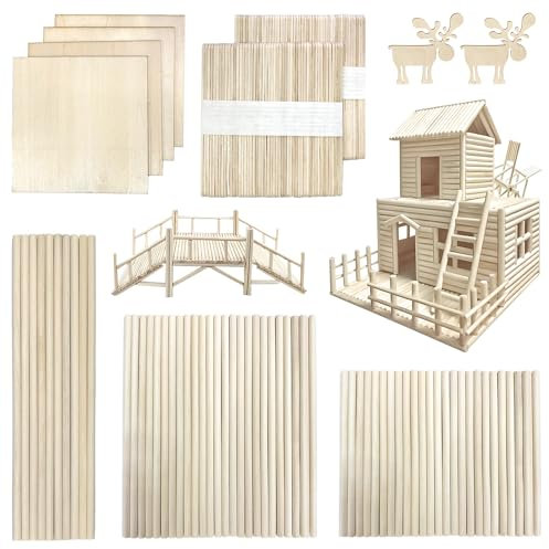 DOITEM 214 PCS Bâtons de sucettes en bois naturel pour bâtons de goujon Feuilles de bois de balsa Bâton lisse pour bâton d'art au Popsicle parfait pour les objets d'artisanat