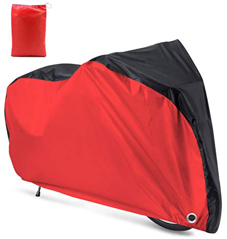 Roctee Bicycle Cover Waterproof Wind Rain Snow Proof Outdoor Mountain Bike Road Travel Bike Cycle Covers with Storage Bag, 78.7''(L) * 27.6''(W) * 43.3''(H) for XL Size (Black & Red)
