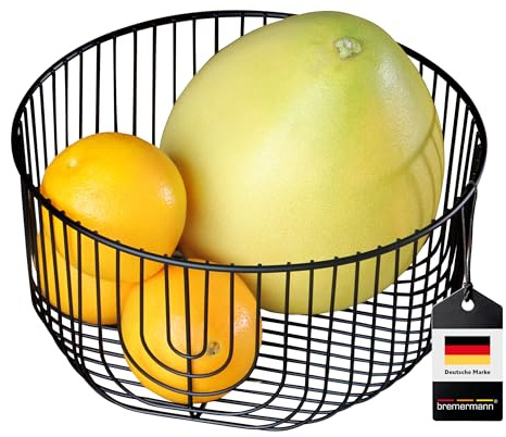 bremermann Obstkorb, Obstschale, Metall, Drahtkorb rund, Ø ca. 25 x 12,5 H cm, schwarz matt