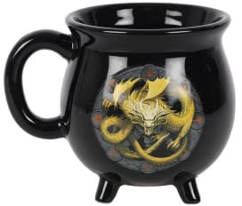 Schwarze Imbolc-Kesseltasse von Anne Stokes – 10 cm x 10 cm (1 Stück) – Farbwechselnde magische Tasse, einzigartiges Hexerei-Brau-Design – bezauberndes Geschenk – perfekt für Heimdekoration