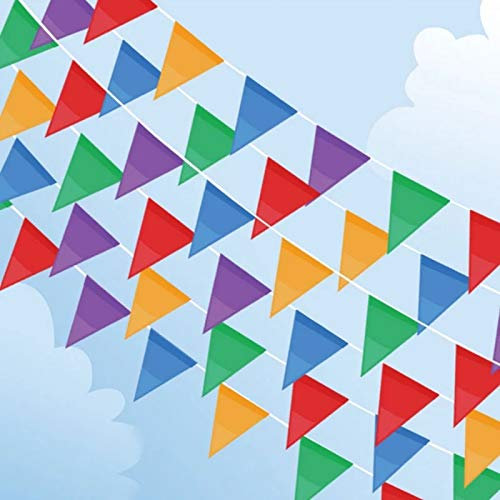 656ft Stoff Wimpelkette, 400pcs Mehrfarbige Flaggen wasserdichte Nylon wimpel Girlande für Geburtstag Hochzeit Babyparty Drinnen draußen Garten Fiesta Party Dekoration