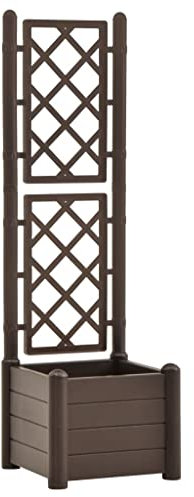 vidaXL Fioriera da Giardino con Graticcio 43x43x142 cm PP Mocca