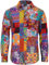COSAVOROCK Mens Hippie 70s Shirt Hippy Funky Fancy Dress Floral Shirts XL