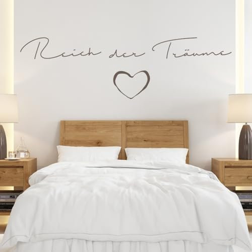 tjapalo® ul17 Schlafzimmer Wandtattoo Spruch Wandtattoo Schlafzimmer sprüche Wandspruch Schlafzimmer modern Wandsticker Reich der Träume, Farbe: Weiß, Größe: B90xH26cm