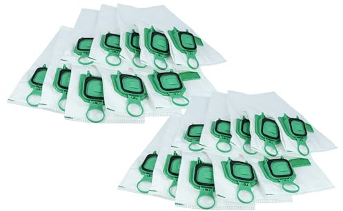 vhbw 20x Staubbeutel Ersatz für Vorwerk FP140/150 für Staubsauger | 29,5cm x 13cm Grün Weiß